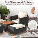 5 Pieces Patio Furniture Set with Loveseat and Armchairs for Porch-White