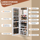 Wall Mounted Jewelry Cabinet with 3-Color Lights
