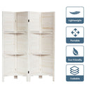 4 Panel Folding Room Divider Screen with 3 Display Shelves