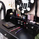 Oval Mirror Vanity Set with 10 LED Dimmable Bulbs and 3 Drawers