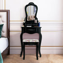 Makeup Dressing Table and Bench 3 Drawers and Cushioned Stool for Girls