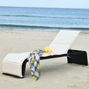 Patio Rattan Lounge Chair Back Adjustable Chaise Recliner with Cushioned