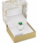 Charter Club Silver Plated Pave and Green Emerald-Cut Crystal Twist Ring, Size 8
