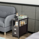 End Table Wooden with 2 Drawers and Shelf Bedside Table