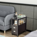 End Table Wooden with 2 Drawers and Shelf Bedside Table