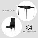 5 Pieces Metal Frame and Glass Tabletop Dining Set