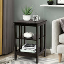 3-Tier Nightstand Sofa Side Table with Baffles and Round Corners