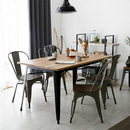 4 Pieces Tolix Style Metal Dining Side Chair Stackable Wood Seat