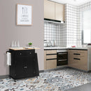 Rubber Wood Countertop Rolling Kitchen Island Cart