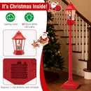 5.3 Feet Musical Christmas Street Lamp with 60 Warm White LED Lights-Red