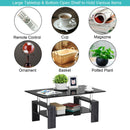 Rectangular Tempered Glass Coffee Table with Shelf
