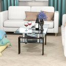 Rectangle Glass Coffee Table with Metal Legs for Living Room