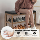 2-Tier Wooden Shoe Rack Bench with Padded Seat