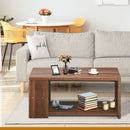 Coffee Table Sofa Side Table with Storage Shelves