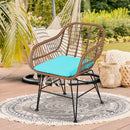 3-Piece Rattan Bistro Set with Cushions and Glass Table