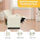 Children PU Leather Recliner Chair with Front Footrest-Beige