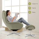 360¬∞ Swivel Leather Lounge Chair with Ottoman and Aluminum Alloy Base