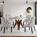 Modern Upholstered Button-Tufted Dining Chair with Naild Trim