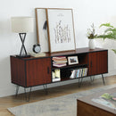 Retro Modern TV Stand with 6 Metal Legs for TVs up to 65 Inch with 2 Cable Holes