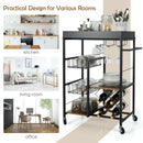 Kitchen Island Cart on Wheels with Removable Top and Wine Rack-Rustic Brown