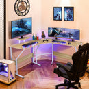 88.5 Inch L Shaped Reversible Computer Desk Table with Monitor Stand