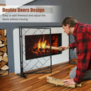2-Panel Fireplace Screen Folding Metal Fire Place Safety Fence with Magnetic Doors
