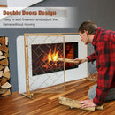 2-Panel Fireplace Screen Folding Metal Fire Place Safety Fence with Magnetic Doors