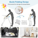 Baby Folding Convertible High Chair with Wheels and Adjustable Height