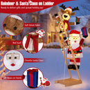 5.5 Feet Christmas Lighted Reindeer and Santa Claus on Ladder with 100 LED Lights