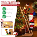5.5 Feet Christmas Lighted Reindeer and Santa Claus on Ladder with 100 LED Lights