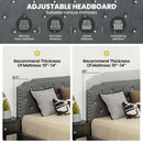 Upholstered Bed Frame with Adjustable Diamond Button Headboard