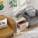 Wooden Nightstand with Drawer and Open Storage Compartment