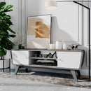 Sliding Door TV Stand with Adjustable Shelf for TVs up to 55 Inch
