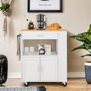 Rolling Kitchen Trolley with 3 Spice Racks Drawer and Open Shelf