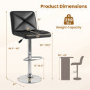 PU Leather Upholstered Bar Stools Set of 2 with Back and Adjustable Height