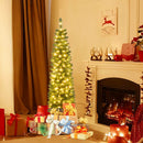 5/6/7/8/9 Feet Pre-lit Pencil Artificial Christmas Tree with 150/180/200//300/400 Warm White LED Lights