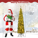 5/6/7/8/9 Feet Pre-lit Pencil Artificial Christmas Tree with 150/180/200//300/400 Warm White LED Lights