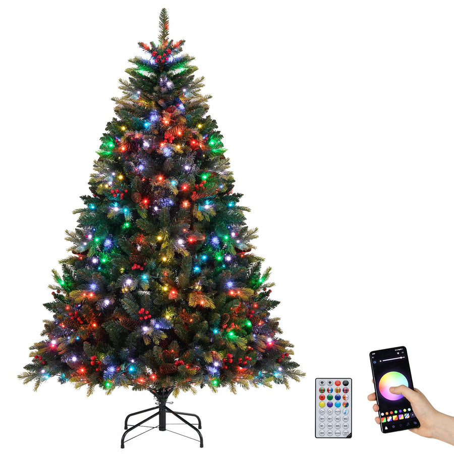 5/6/7/8 FT Artificial Christmas Tree with LED Lights and Remote APP Control