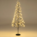 5/6/7 FT Lighted Alpine Tree with Warm White Light LED Lights Pre-lit Artificial Cedar Tree with Weighted Base