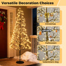 5/6/7 FT Lighted Alpine Tree with Warm White Light LED Lights Pre-lit Artificial Cedar Tree with Weighted Base