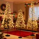 5/6/7 FT Lighted Alpine Tree with Warm White Light LED Lights Pre-lit Artificial Cedar Tree with Weighted Base