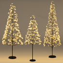 5/6/7 FT Lighted Alpine Tree with Warm White Light LED Lights Pre-lit Artificial Cedar Tree with Weighted Base