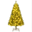 5/6/7 Feet Artificial Christmas Tree Hinged Xmas Tree with 7 Lighting Modes