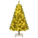 5/6/7 Feet Artificial Christmas Tree Hinged Xmas Tree with 7 Lighting Modes