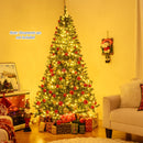 5/6/7 Feet Artificial Christmas Tree Hinged Xmas Tree with 7 Lighting Modes