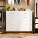 5-Drawer Modern Tall Chest of Drawers with Metal Legs-White