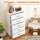 5-Drawer Modern Tall Chest of Drawers with Metal Legs-White