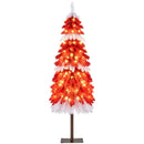 5 FT Artificial Christmas Tree Pre-lit Xmas Trees with 301 Red and White Branch Tips