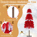 5 FT Artificial Christmas Tree Pre-lit Xmas Trees with 301 Red and White Branch Tips