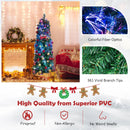 5/6/7/8 FT Pre-Lit Christmas Pencil Tree with Colorful Fiber Optics Green